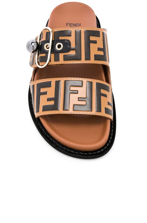 Fendi Pearland Zucca FF Logo Slides 